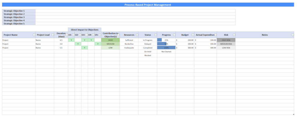 Process-Based Project Management Template