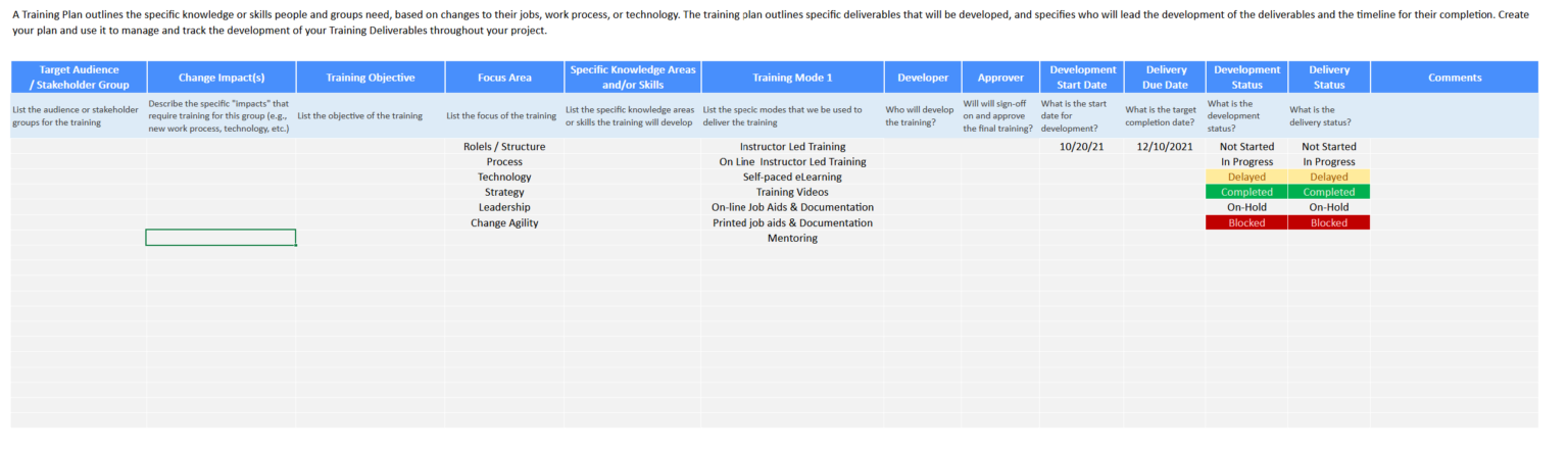 Training Development Plan Template