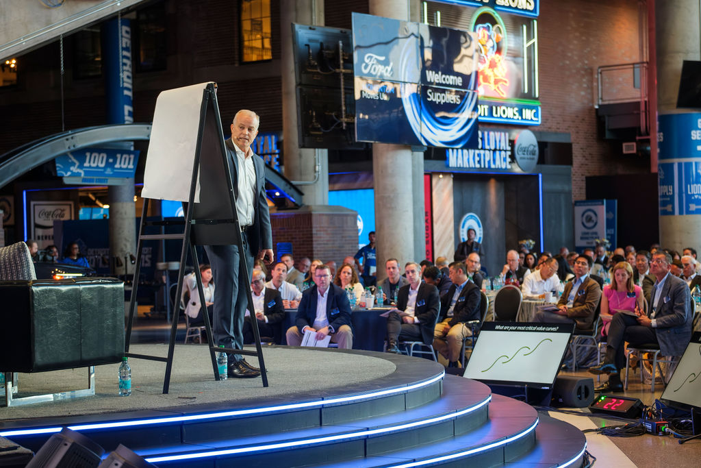 Soren Kaplan engaging with the audience at Ford Field