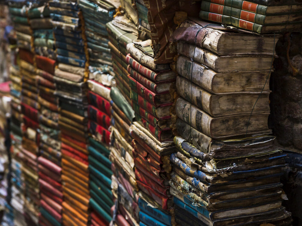 pile-old-books-with-vintage-style